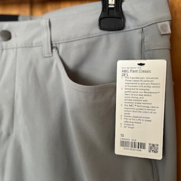 NWT Lululemon ABC Pant Slim - silver drop - Picture 6 of 8